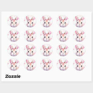 Bunny Schattige Waterverf Roze baby shower Ronde Sticker