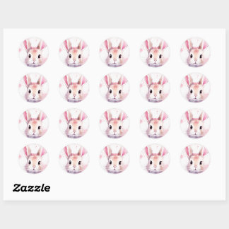 Bunny Schattige Waterverf Roze baby shower Ronde Sticker