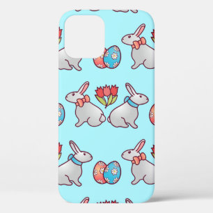 Bunny seamless pattern with easter eggs and a bouq iPhone 12 hoesje