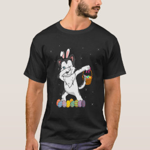 Bunny Siberian Husky Dabbing Dog Happy Paasdag T-shirt