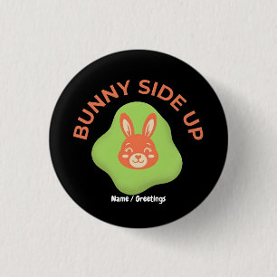 Bunny Side Up Retro Pasen Ei Grafisch Ontwerp Ronde Button 3,2 Cm