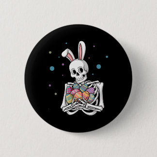 Bunny Skeleton Holding Easter Eggs Funny Easter Da Ronde Button 5,7 Cm