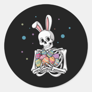 Bunny Skeleton Holding Easter Eggs Funny Easter Da Ronde Sticker