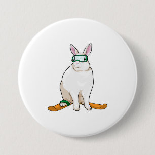 Bunny Skier Ski Ronde Button 7,6 Cm