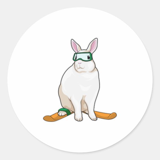 Bunny Skier Ski Ronde Sticker (Voorkant)