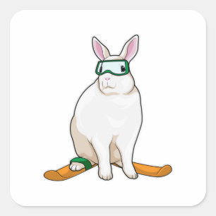 Bunny Skier Ski Vierkante Sticker