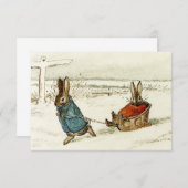 “Bunny Sleigh Ride” van Beatrix Potter Bedankkaart (Voorkant / Achterkant)