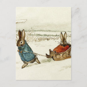 "Bunny Sleigh Ride" van Beatrix Potter Briefkaart