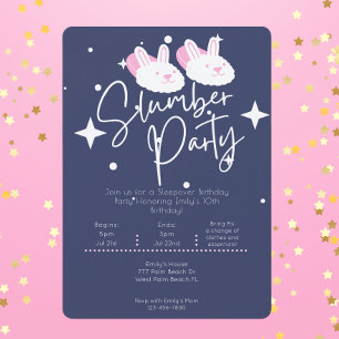 Bunny Slippers Slumber Party Sleepover Birthday Kaart