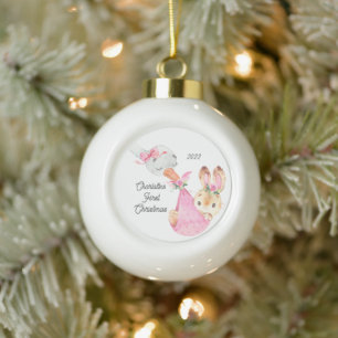 Bunny Special Delivery Baby's First Kerstmis Keramische Bal Ornament