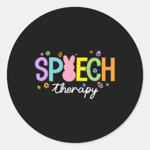 Bunny Speech Therapeut Slp Paasdag Speech Thera Ronde Sticker