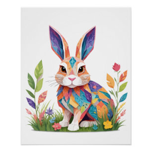 Bunny speels Schattig leuk dier kleurrijk vrolijk Perfect Poster