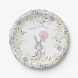 Bunny Spring floral verjaardagsfeestje borden Papieren Bordje