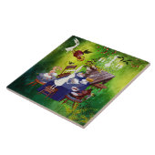 Bunny Spring Party in Forest-Animal Illustratie Tegeltje (Zijkant)