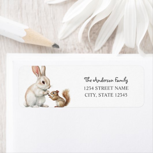 Bunny Squirrel Return-adres Etiket (Insitu)
