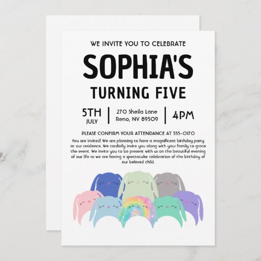 Bunny Squishmallow Birthday Party Kaart (Voorkant / Achterkant)