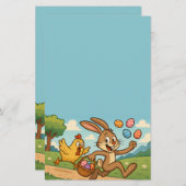 Bunny steelt eieren van Chicken Easter Design Funn Briefpapier (Voorkant / Achterkant)