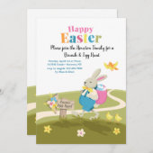 Bunny Sur Son Chemin Invitation Pâques (Devant / Derrière)