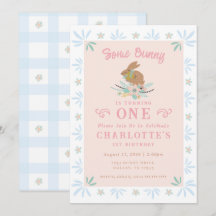 Bunny Sweet Pink Blue Kind Eerste 1e verjaardagsfe