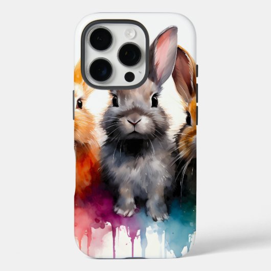 Bunny Trio Waterverf Case-Mate iPhone Case (Achterkant)