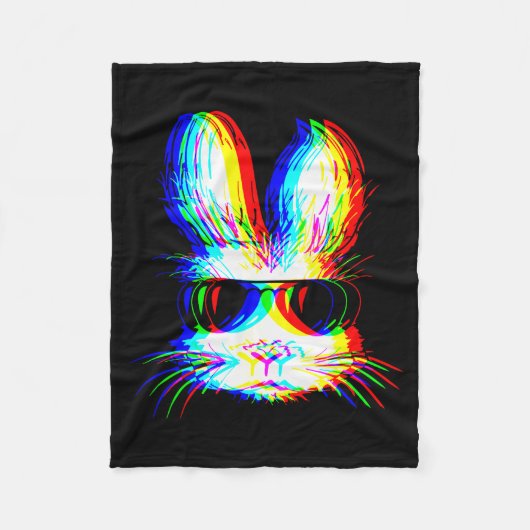 Bunny Trippy Varwave Easter Techno Rave Edm Music Fleece Deken (Voorkant)