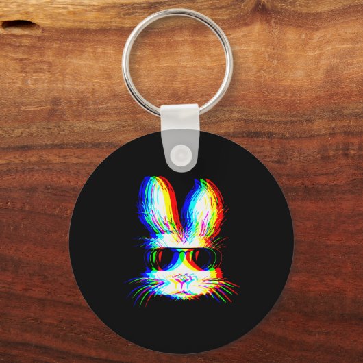 Bunny Trippy Varwave Easter Techno Rave Edm Music Sleutelhanger (Voorkant)