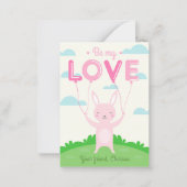 Bunny Valentines Carte Jour Enfants avec Amour Bal (Devant)