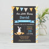 Bunny Verjaardag Jongen Easter Egg Verjaardag Kaart (Staand voorkant)