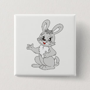 Bunny Vierkante Button 5,1 Cm