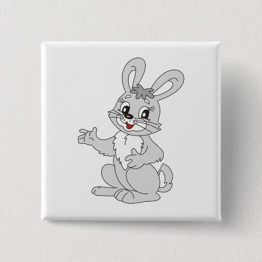 Bunny Vierkante Button 5,1 Cm (Voorkant)