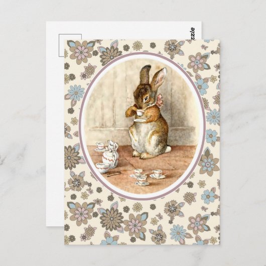 Bunny vintage. Carte postale de Pâques (Devant / Derrière)