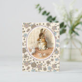 Bunny vintage. Carte postale de Pâques (Debout devant)