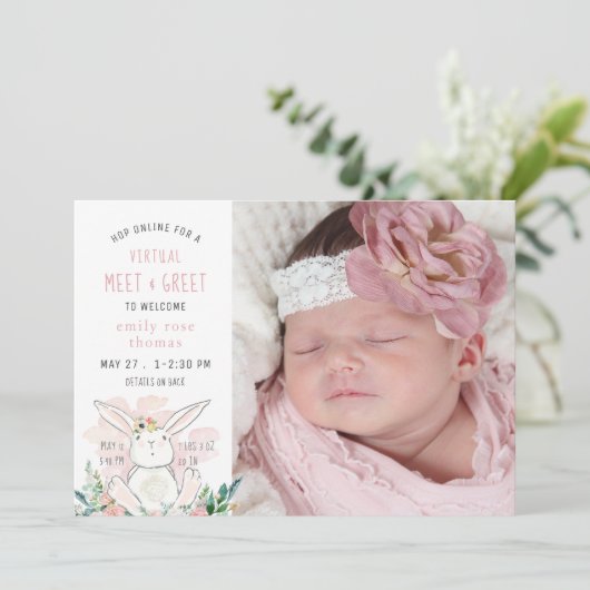 Bunny VIRTUAL MEET & GREET Faire-part de naissance (Debout devant)