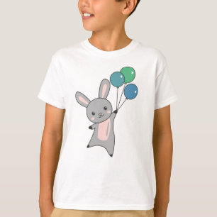Bunny vliegt ballonnen boven stutdieren voor kinde t-shirt
