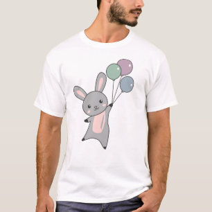 Bunny vliegt ballonnen boven stutdieren voor kinde t-shirt