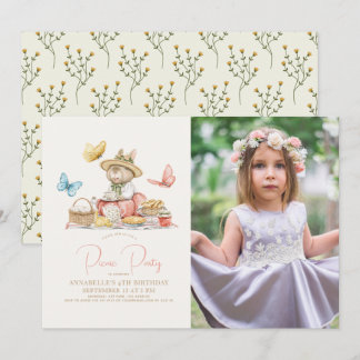 Bunny & Vlinders Picknick Tea Party Verjaardagsfot Kaart