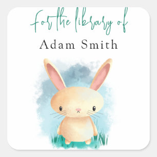 Bunny - voor de bibliotheek van vierkante sticker