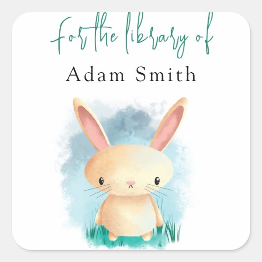 Bunny - voor de bibliotheek van vierkante sticker (Voorkant)