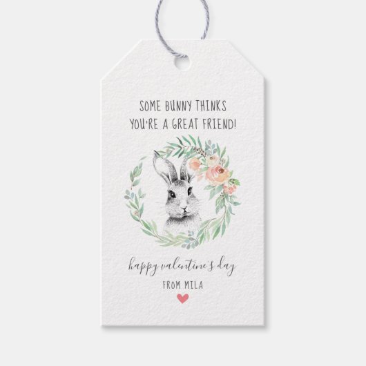 Bunny Vriend Kinder Klaslokaal Valentijnse Party Cadeaulabel (Voorkant)