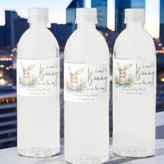 Bunny Waterverf Baby shower Waterfles Etiket