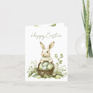 Bunny Waterverf Floral Easter Feestdagen Kaart