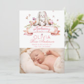 Bunny waterverf Meisje Geboorte Aankondiging (Staand voorkant)