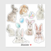 Bunny Waterverf Rabbit Easter Spring Sticker (Vel)