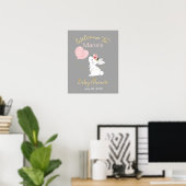 Bunny Welcome Baby shower Sign Poster (Thuiskantoor)