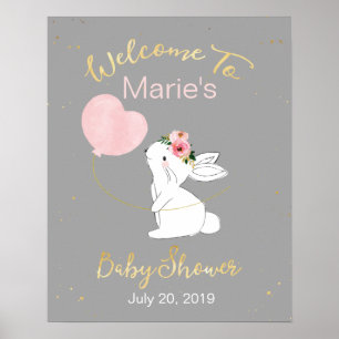 Bunny Welcome Baby shower Sign Poster