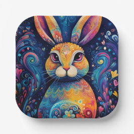 Bunny wervelingen en harten Blauw Papieren Bordje