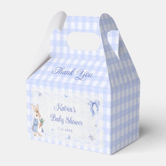 Bunny Whimsical Rabbit Blue Baby Shower Bedankdoosjes (Achterkant)