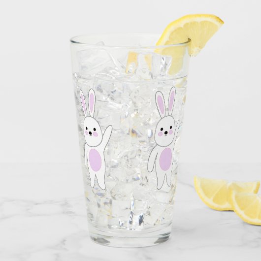 Bunny. Wit en roze. Glas (Achterkant ijs)