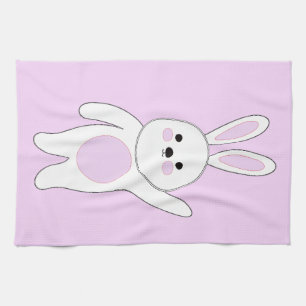 Bunny. Wit en roze. Theedoek