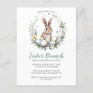 Bunny Wreath Easter Brunch Egg Hunt Holiday Party Feestdagenkaart